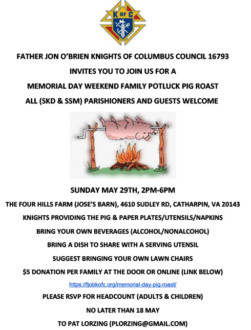 Memorial Day Potluck and Pig Roast